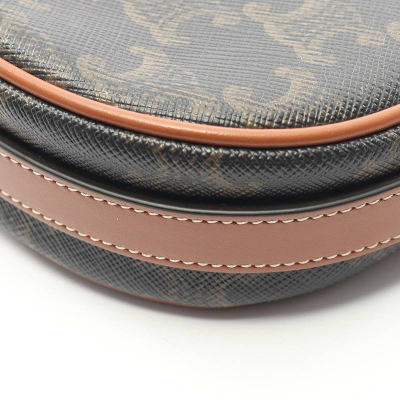 CELINE AVA Mini Ava Triomphe 手提包 10I60 2DS1 帆布皮革 黑色 棕色 二手-4