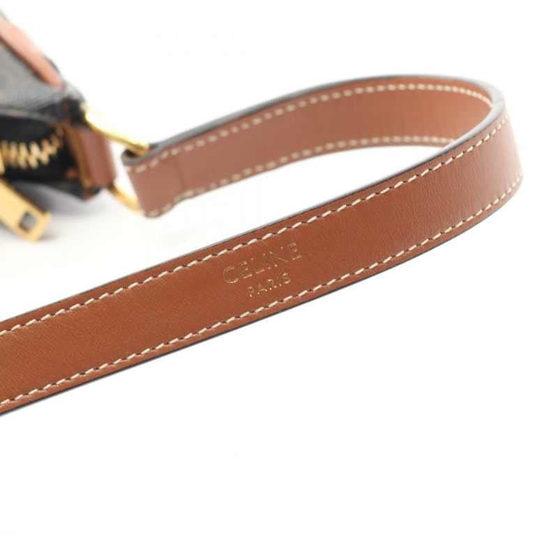 CELINE AVA Mini Ava Triomphe 手提包 10I60 2DS1 帆布皮革 黑色 棕色 二手-6