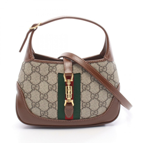 GUCCI Jackie 1961 GG Supreme 斜背包 637092 帆布皮革 米棕色