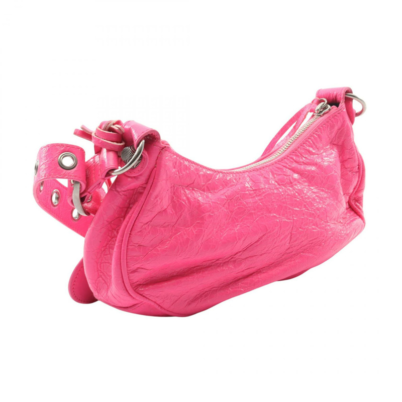 BALENCIAGA LE CAGOLE 單肩包，皮革材質，玫紅色，二手女款-1