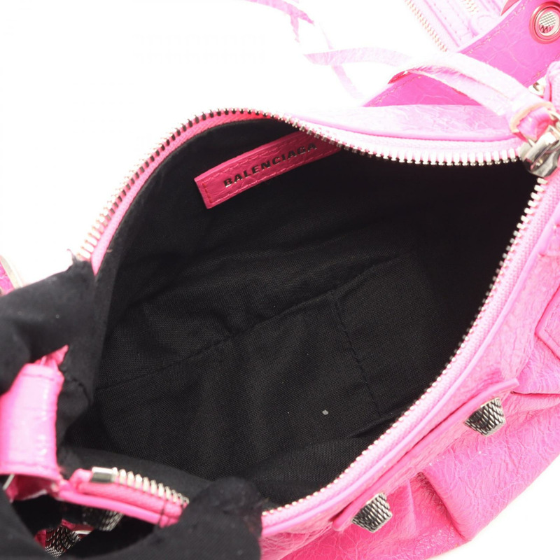 BALENCIAGA LE CAGOLE 單肩包，皮革材質，玫紅色，二手女款-2