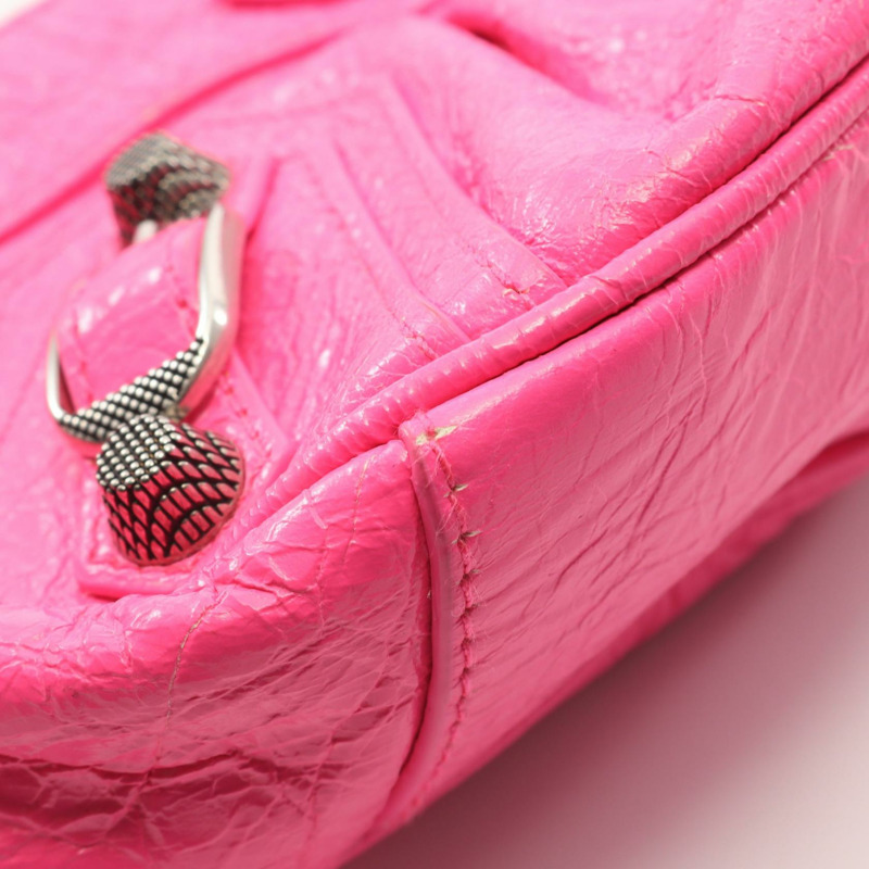 BALENCIAGA LE CAGOLE 單肩包，皮革材質，玫紅色，二手女款-4