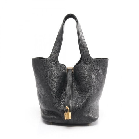 愛馬仕 Picotin Lock MM 托特水桶包 Y Clemence 皮革黑金色五金二手