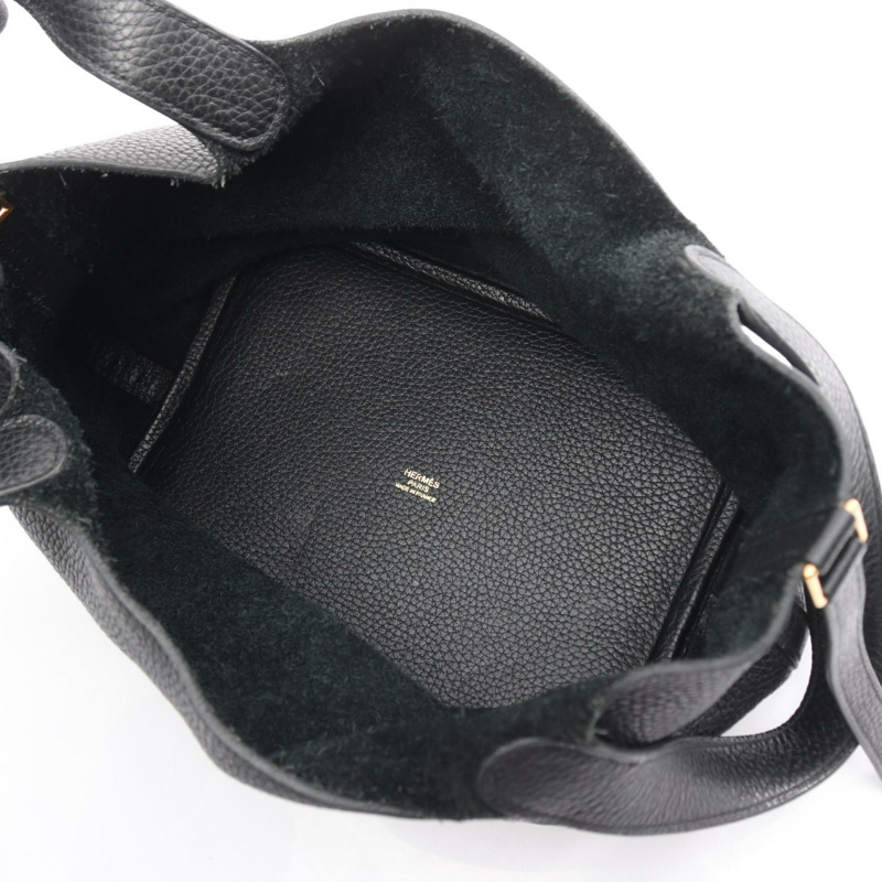 愛馬仕 Picotin Lock MM 托特水桶包 Y Clemence 皮革黑金色五金二手-2