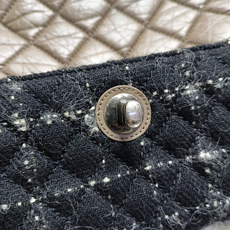 CHANEL PORTOBELLO大象灰牛皮菱格紋絎縫單肩包手提包斜挎包釕色五金18開可拆卸肩帶-8