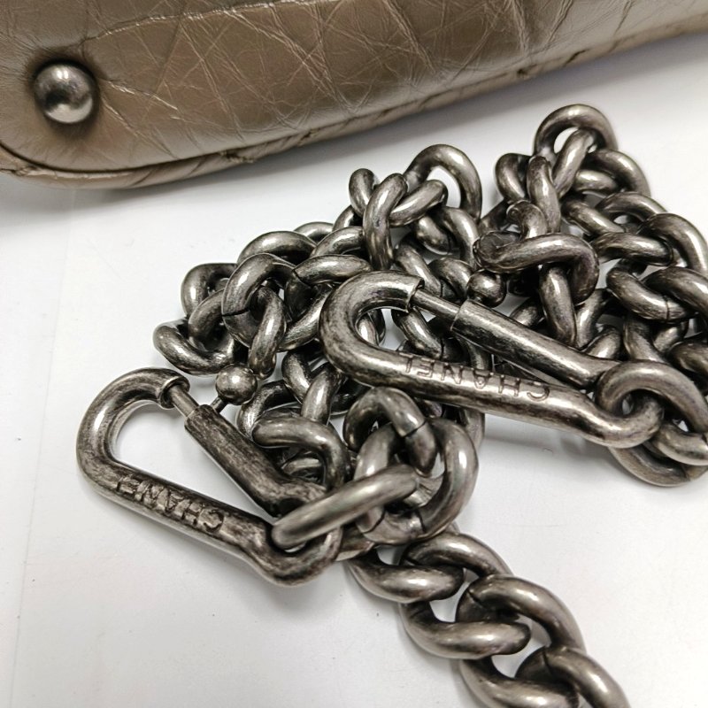 CHANEL PORTOBELLO大象灰牛皮菱格紋絎縫單肩包手提包斜挎包釕色五金18開可拆卸肩帶-11