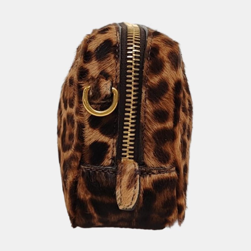 PRADA棕色皮草單肩包斜挎包金色五金可拆卸肩-2