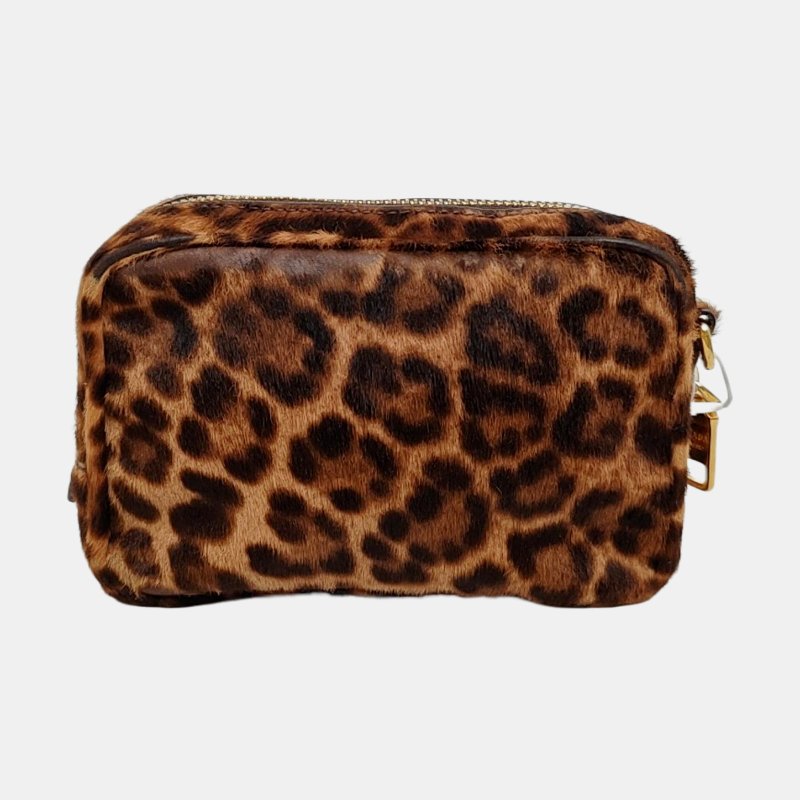 PRADA棕色皮草單肩包斜挎包金色五金可拆卸肩-4