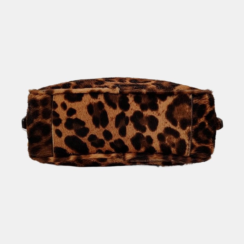 PRADA棕色皮草單肩包斜挎包金色五金可拆卸肩-5