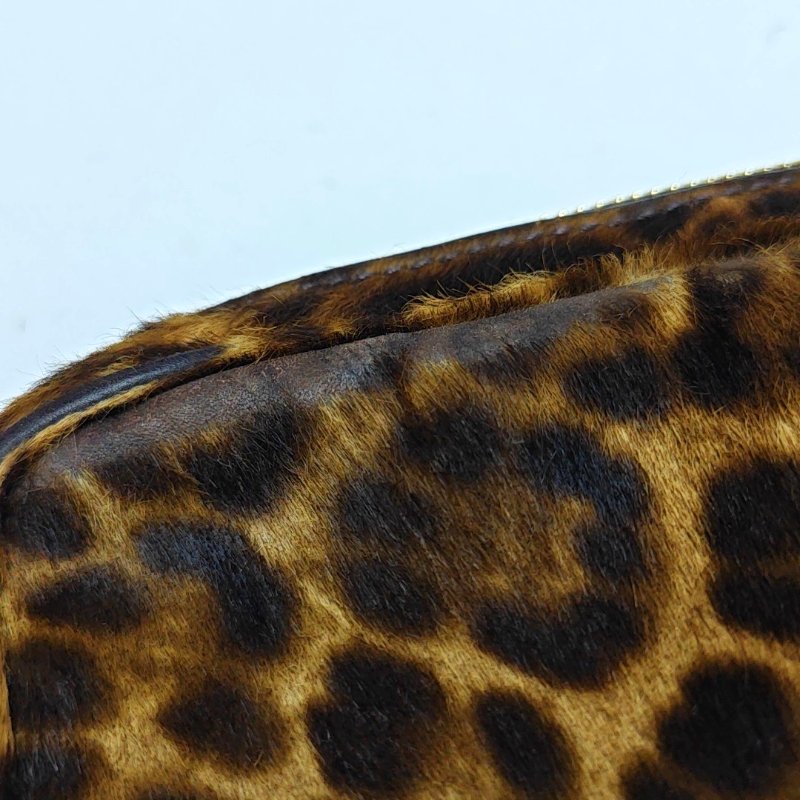 PRADA棕色皮草單肩包斜挎包金色五金可拆卸肩-9