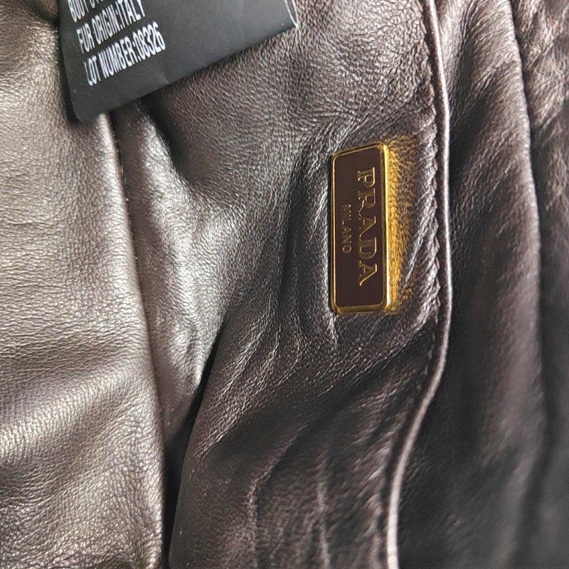 PRADA棕色皮草單肩包斜挎包金色五金可拆卸肩-13