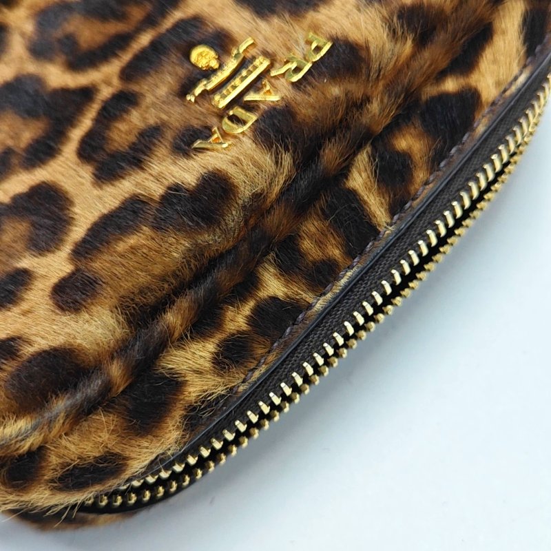 PRADA棕色皮草單肩包斜挎包金色五金可拆卸肩-15