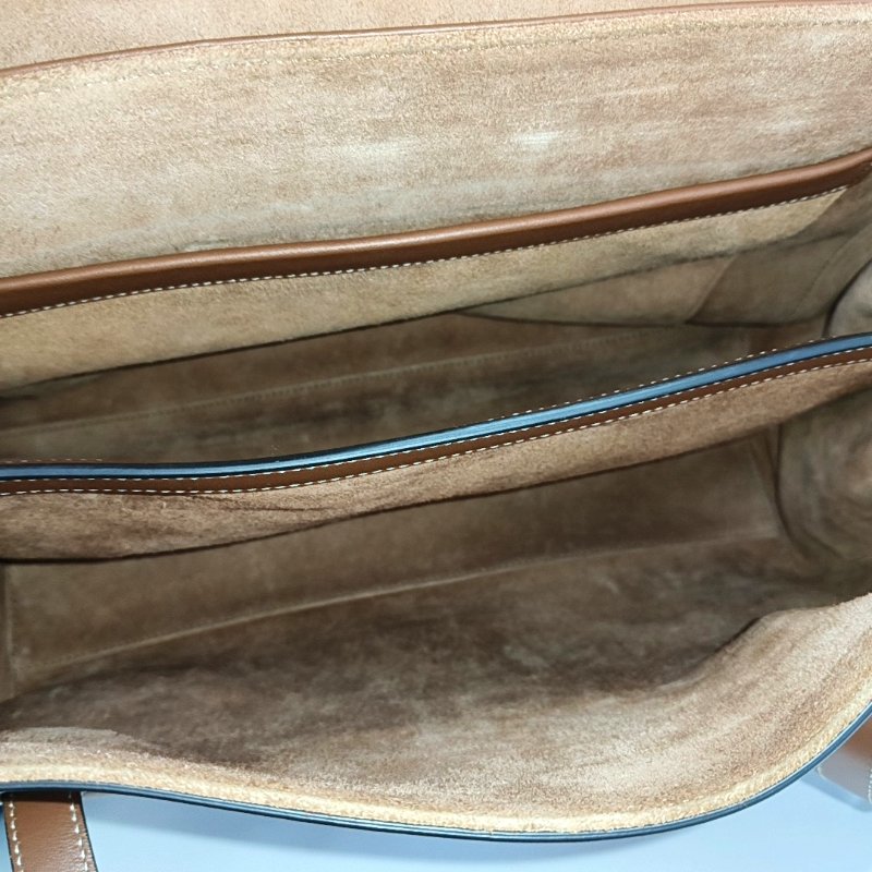 CELINE 16 大號棕色牛皮單肩包手提包金色五金-6