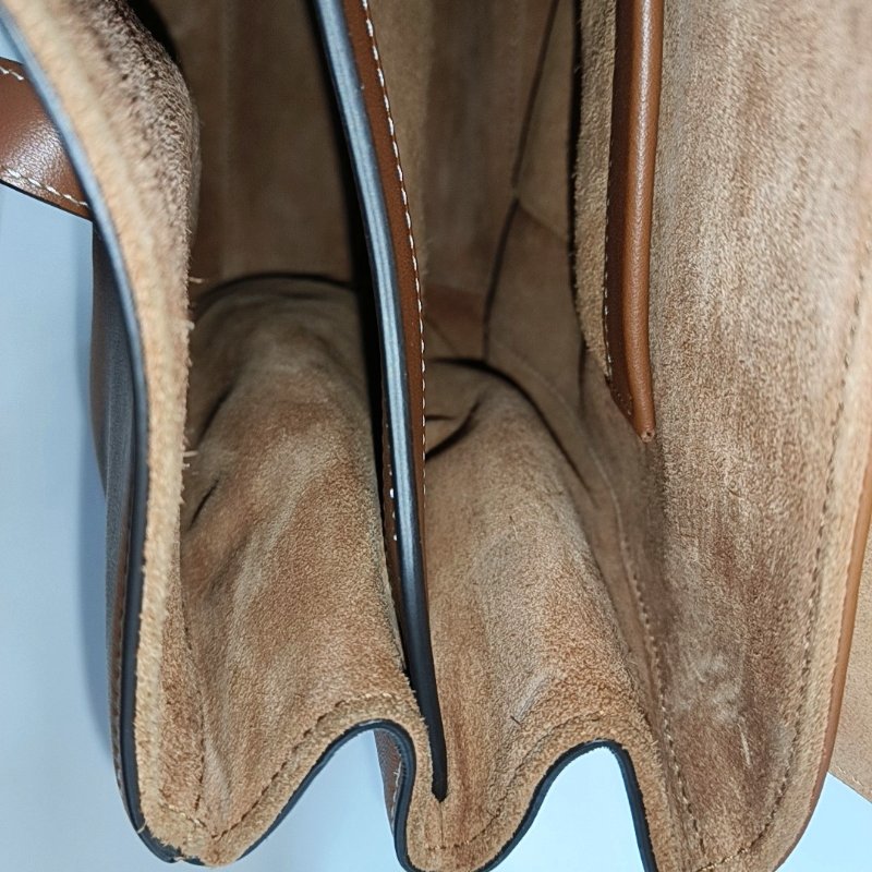 CELINE 16 大號棕色牛皮單肩包手提包金色五金-11