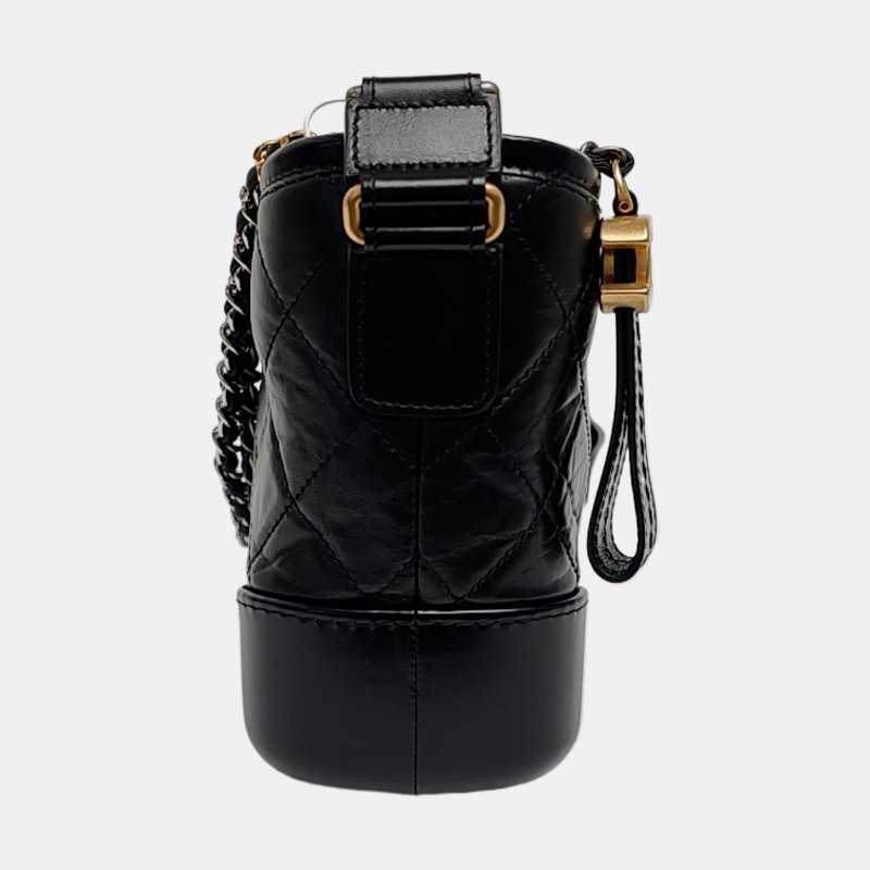 CHANEL GABRIELLE小號黑色牛皮菱格紋絎縫流浪包單肩包手拿包金色銀色釘色五金27開可拆卸肩帶9.8新-3