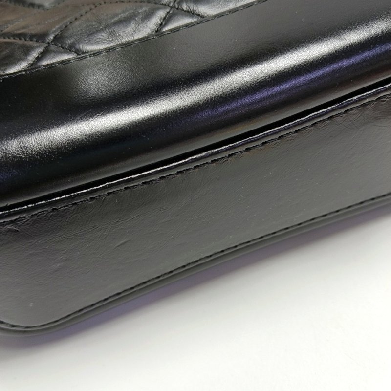 CHANEL GABRIELLE小號黑色牛皮菱格紋絎縫流浪包單肩包手拿包金色銀色釘色五金27開可拆卸肩帶9.8新-8