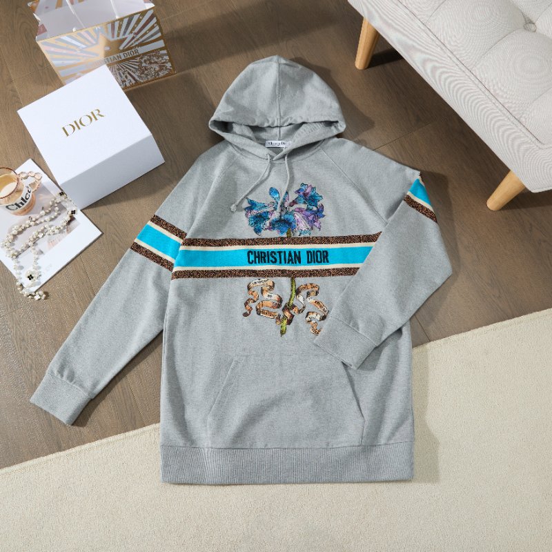 ❤️ DIOR 花卉圖案印花 Logo 連帽衫-1