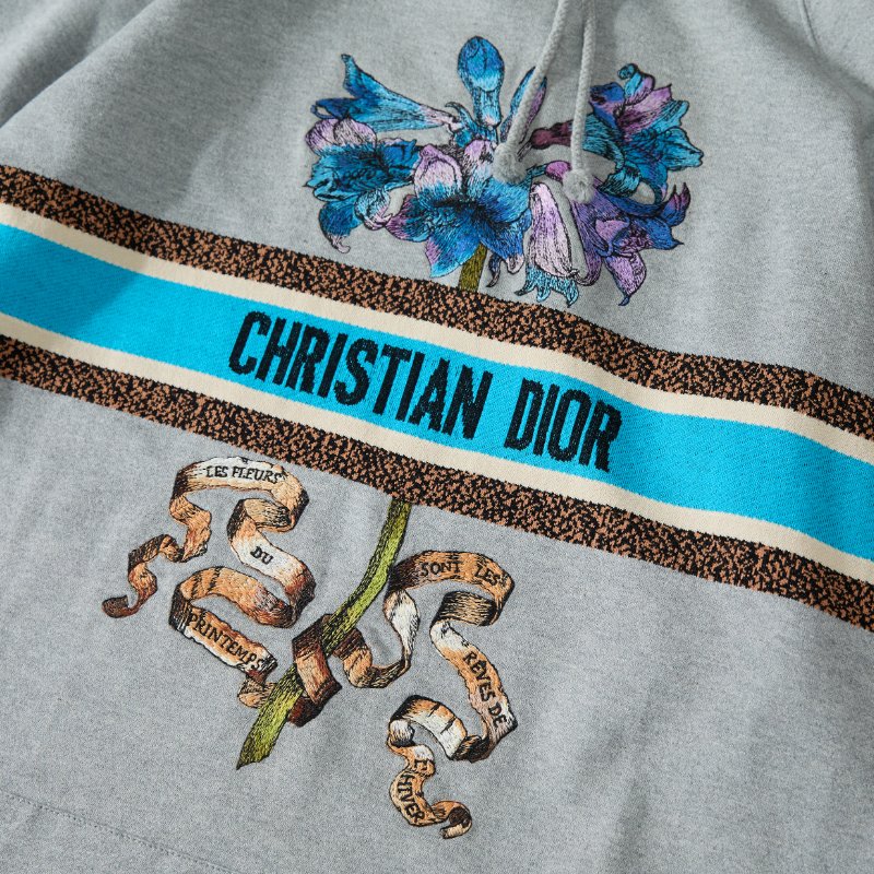 ❤️ DIOR 花卉圖案印花 Logo 連帽衫-2