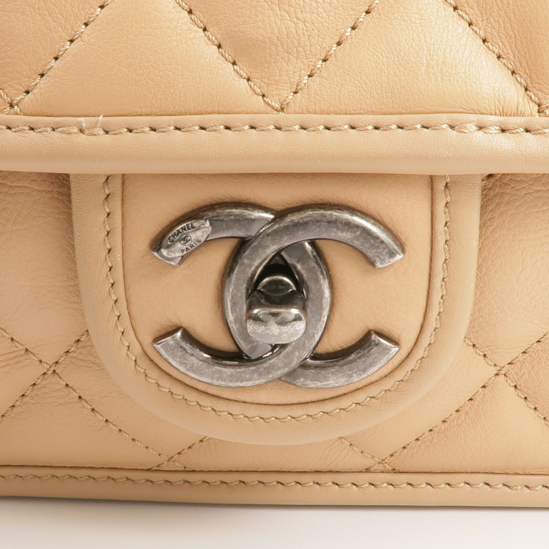 CHANEL 牛皮皮革Chain Shoulder銀扣鏈帶肩背袋-10