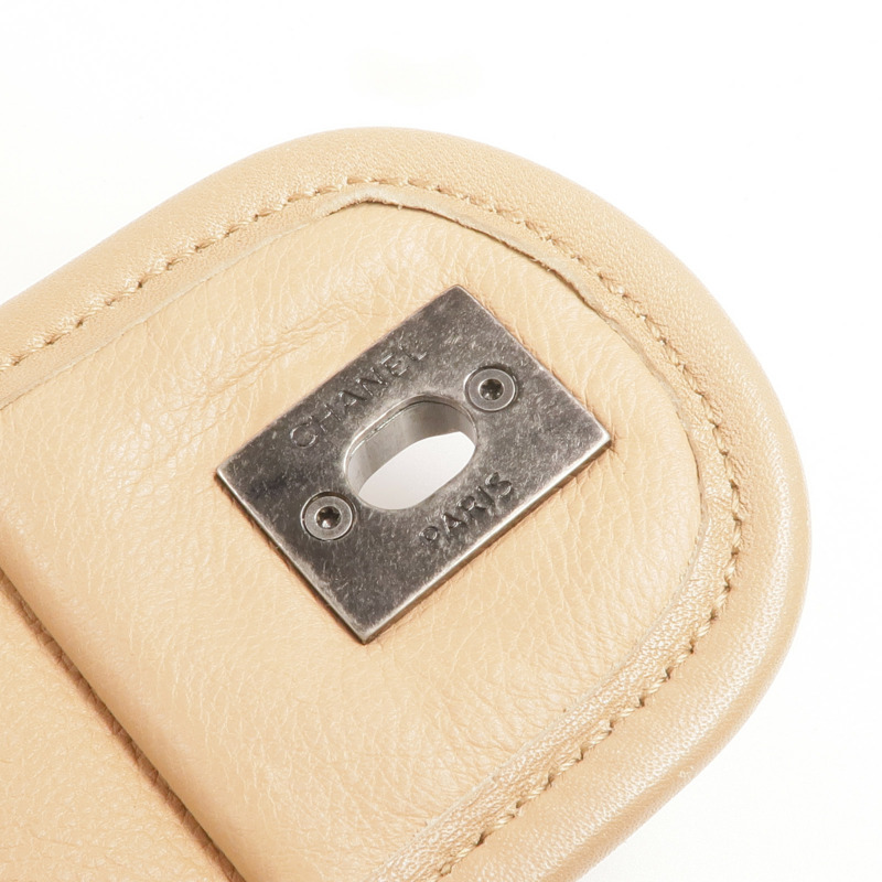 CHANEL 牛皮皮革Chain Shoulder銀扣鏈帶肩背袋-12