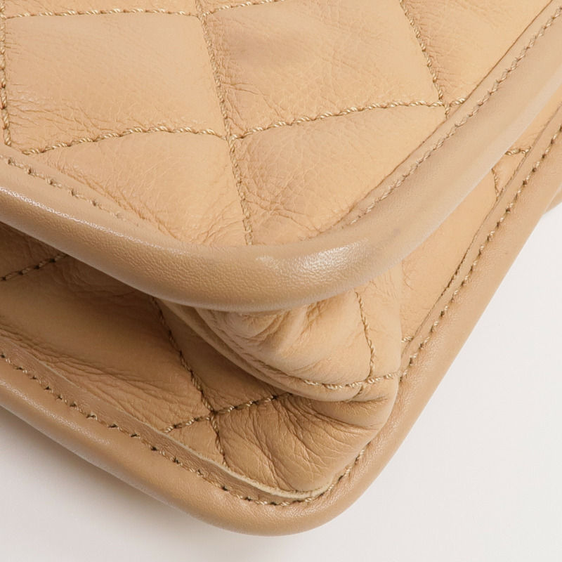 CHANEL 牛皮皮革Chain Shoulder銀扣鏈帶肩背袋-15