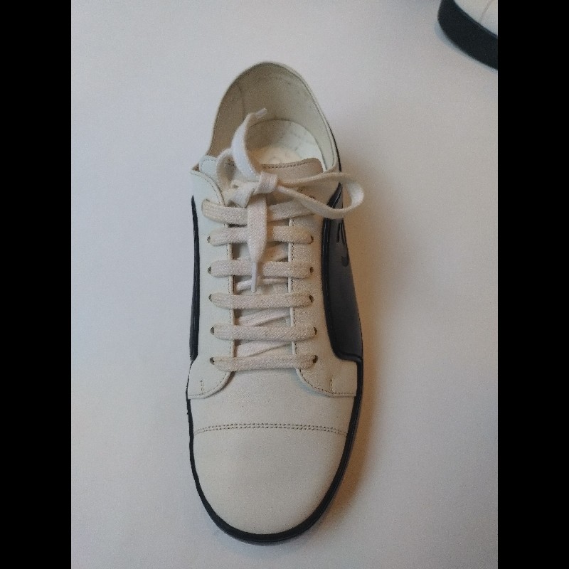 Chanel 黑白皮革綁帶休閒鞋-6