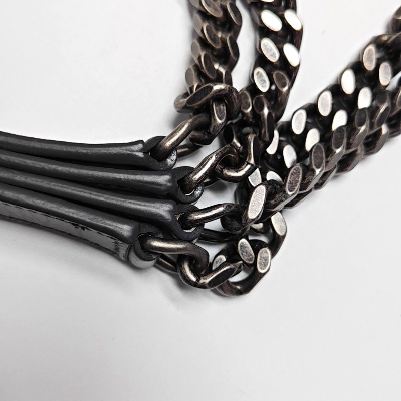 YSL NIKI 中號深灰色牛皮絎縫V紋單肩包斜挎包釘色五金-12