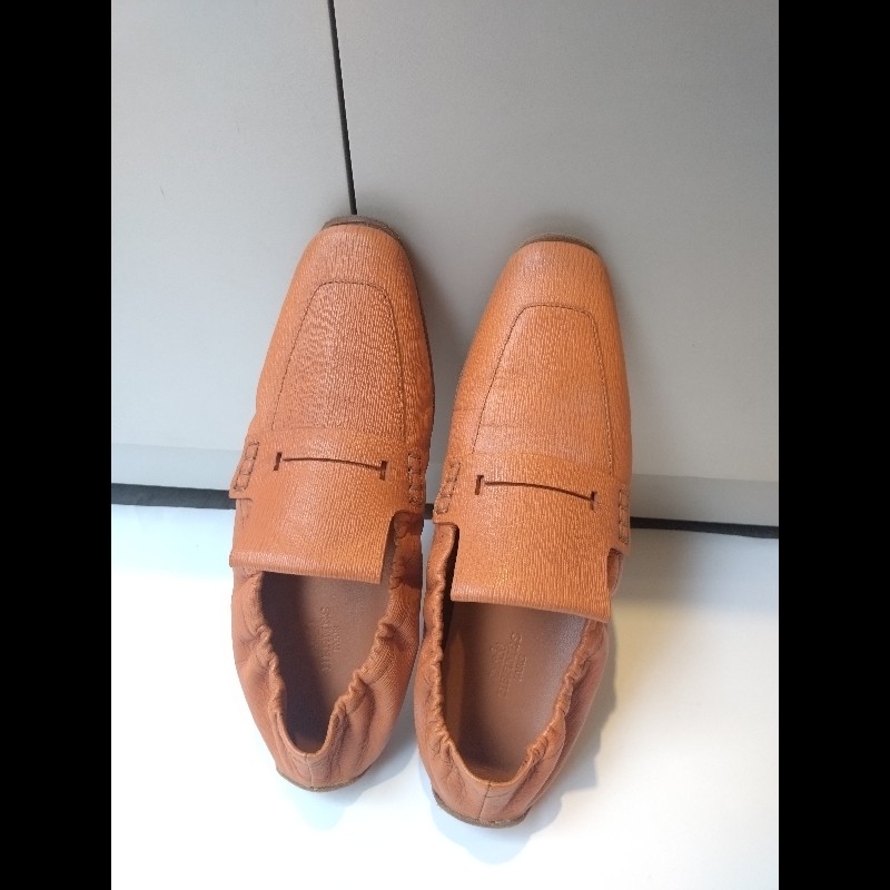 Hermes 橘色皮革豆豆休閒鞋-2
