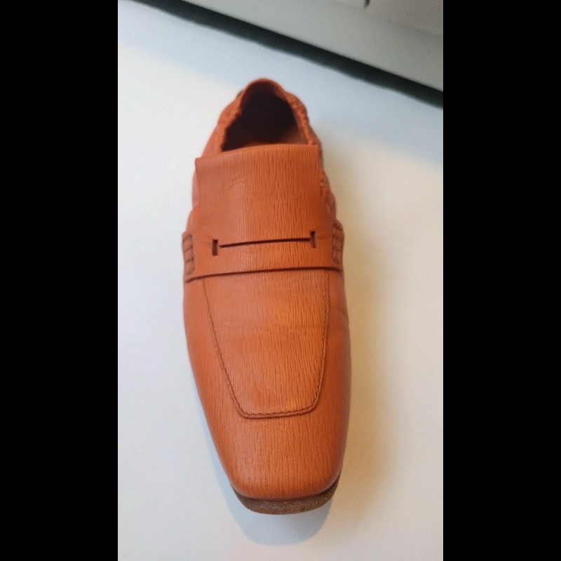 Hermes 橘色皮革豆豆休閒鞋-3