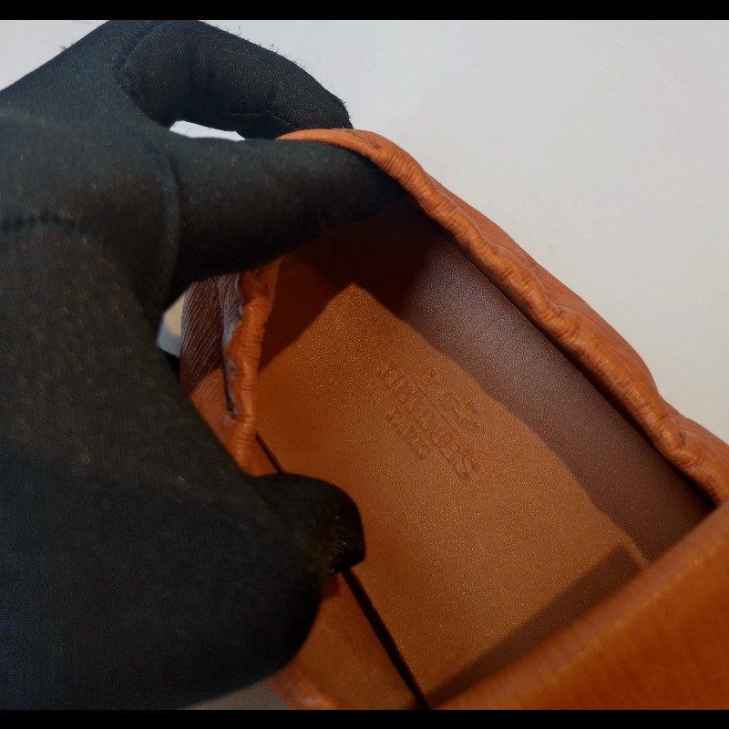 Hermes 橘色皮革豆豆休閒鞋-8