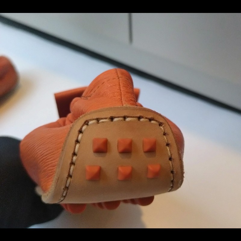 Hermes 橘色皮革豆豆休閒鞋-13