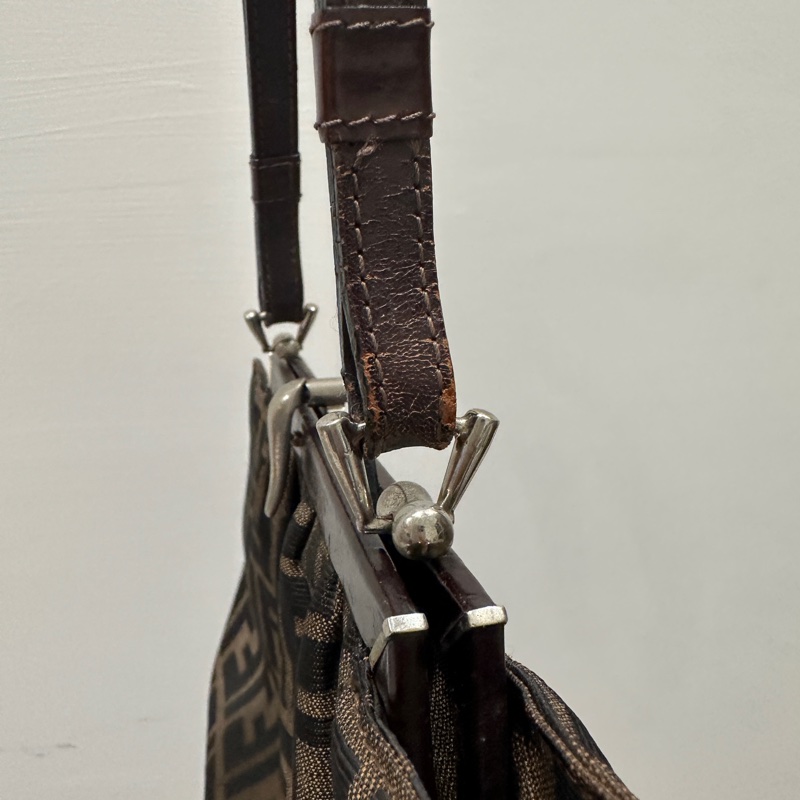 FENDI芬迪二手 2000-2010 Zucca 帆布框架手提包-5