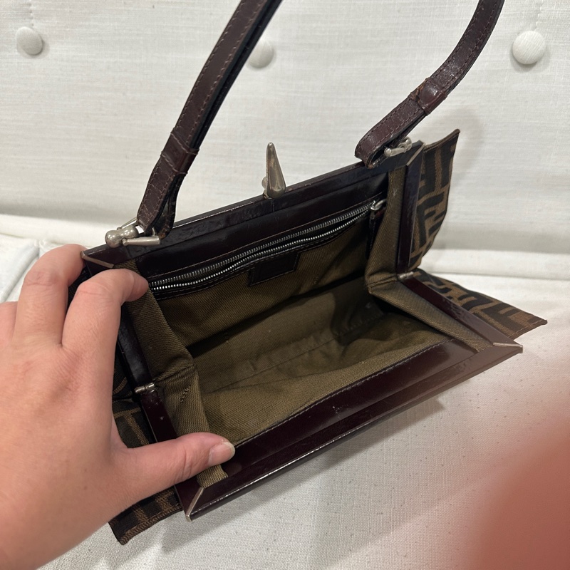 FENDI芬迪二手 2000-2010 Zucca 帆布框架手提包-6