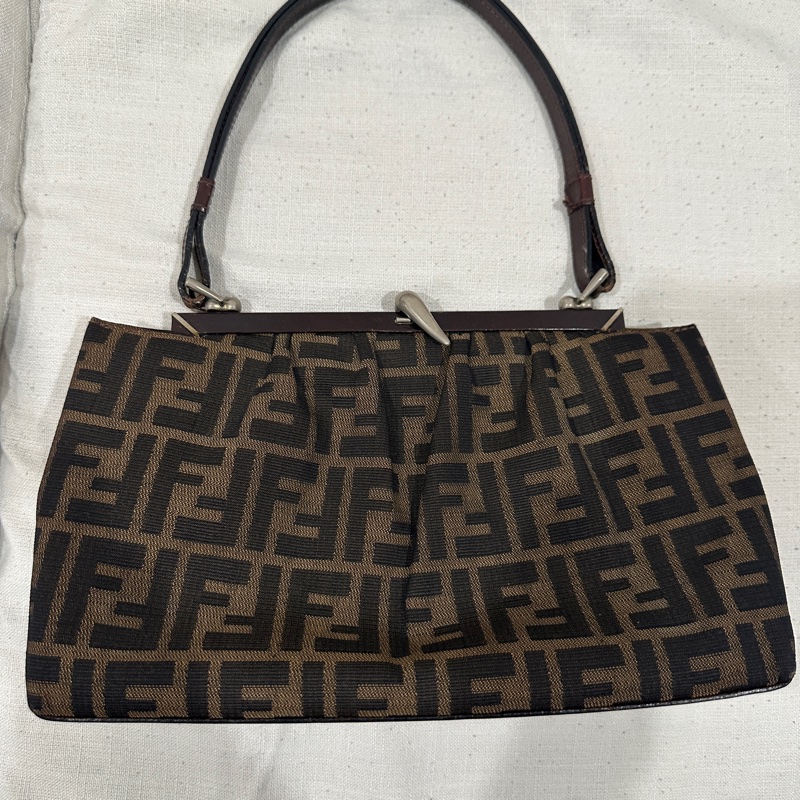 FENDI芬迪二手 2000-2010 Zucca 帆布框架手提包-10