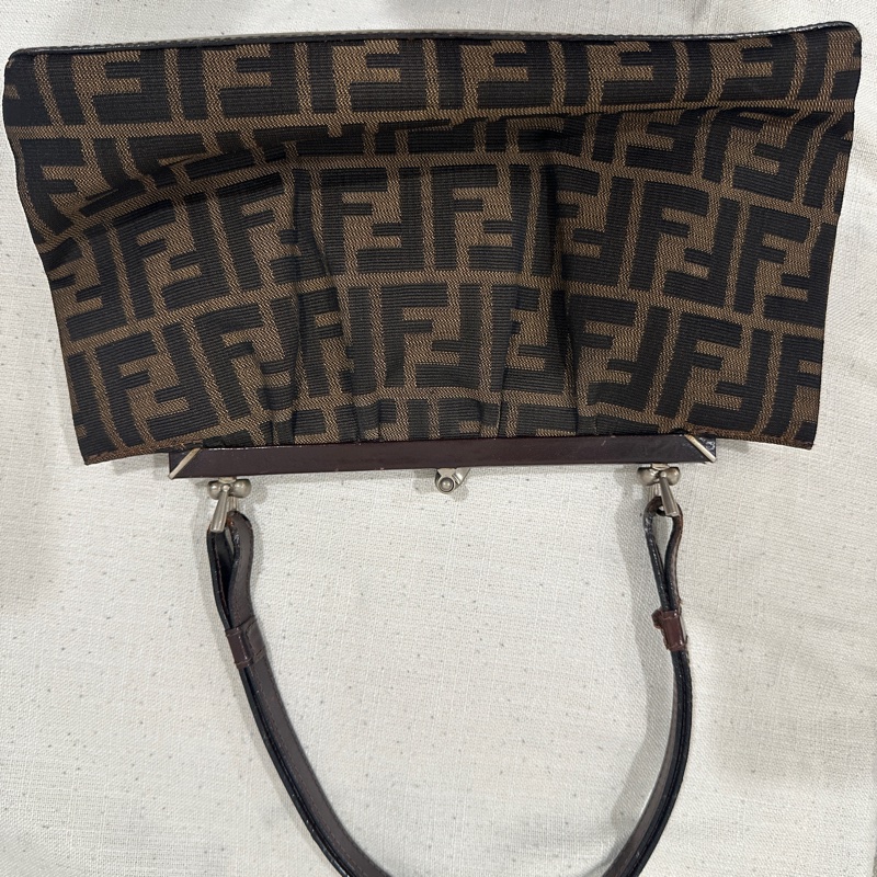 FENDI芬迪二手 2000-2010 Zucca 帆布框架手提包-11