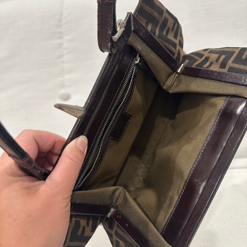 FENDI芬迪二手 2000-2010 Zucca 帆布框架手提包-15