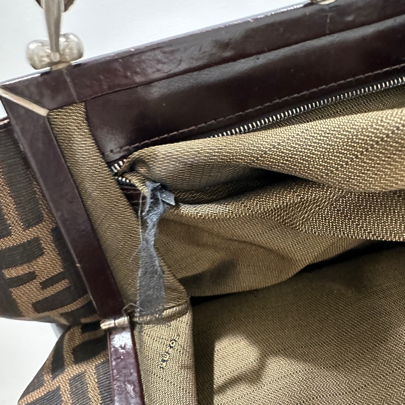 FENDI芬迪二手 2000-2010 Zucca 帆布框架手提包-18