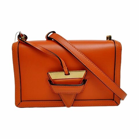 LOEWE Barcelona 橙色牛皮斜挎包單肩包金色五金可拆卸肩帶