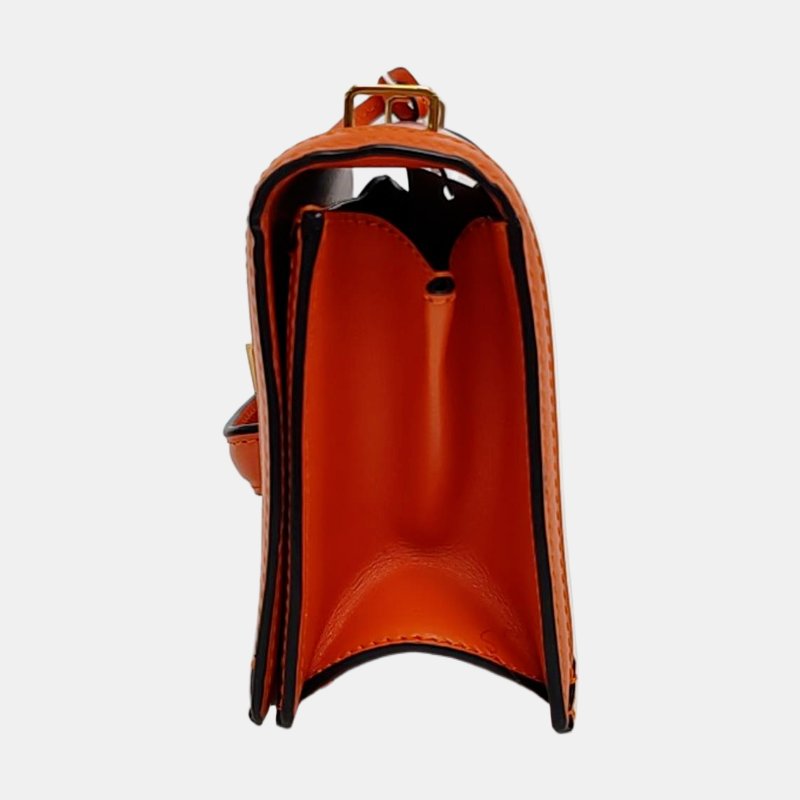 LOEWE Barcelona 橙色牛皮斜挎包單肩包金色五金可拆卸肩帶-2