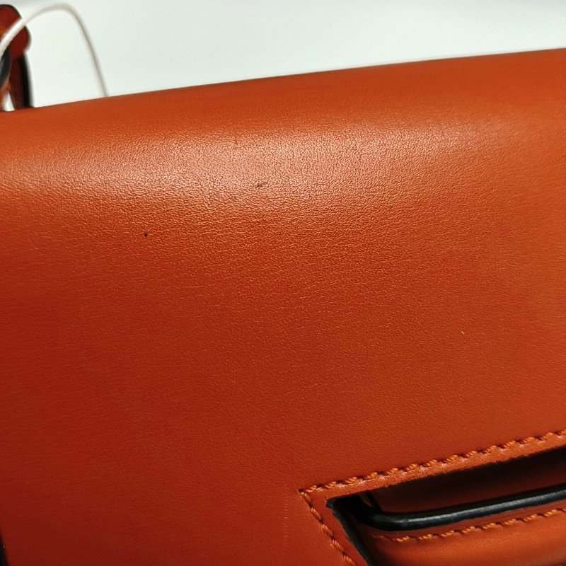 LOEWE Barcelona 橙色牛皮斜挎包單肩包金色五金可拆卸肩帶-8