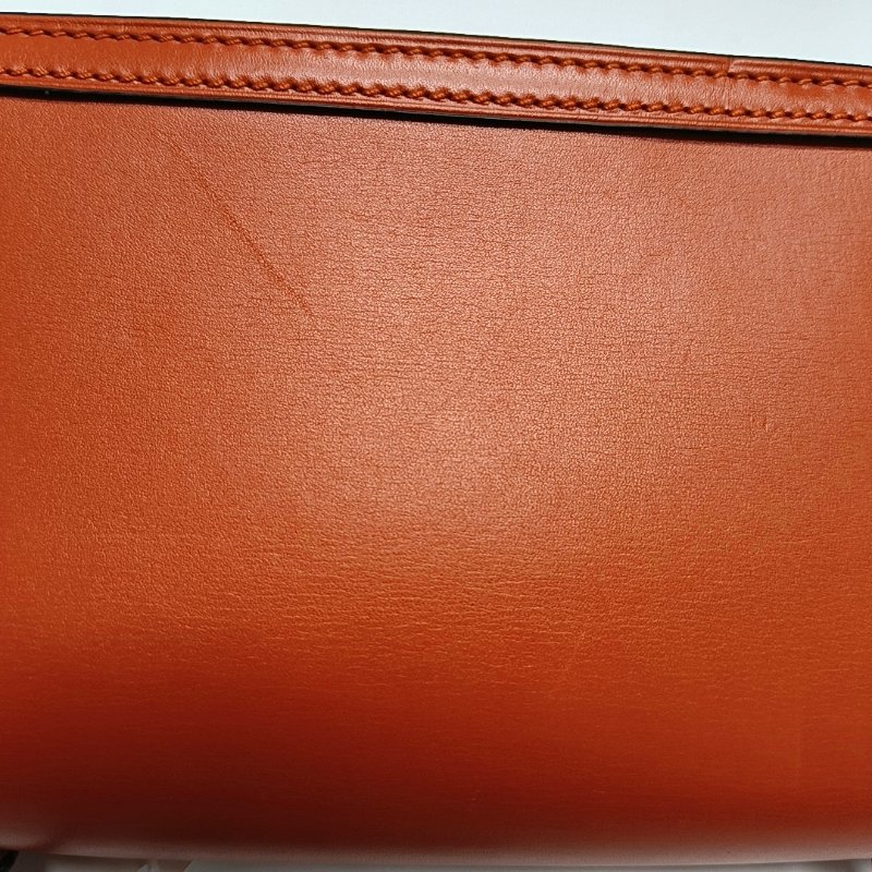 LOEWE Barcelona 橙色牛皮斜挎包單肩包金色五金可拆卸肩帶-13