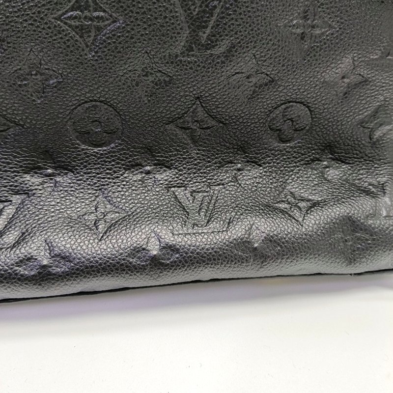 LOUIS VUITTON SURENE中號黑色牛皮老花壓紋單肩包手提包金色五金-8