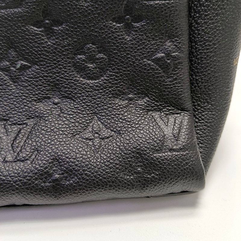 LOUIS VUITTON SURENE中號黑色牛皮老花壓紋單肩包手提包金色五金-10