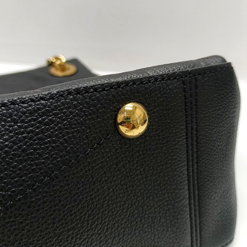 LOUIS VUITTON SURENE中號黑色牛皮老花壓紋單肩包手提包金色五金-12