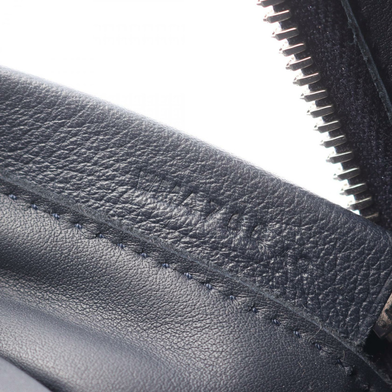 愛馬仕羽毛肩帶商務手提包公事包，Evercolor 皮革，藍色，二手-4