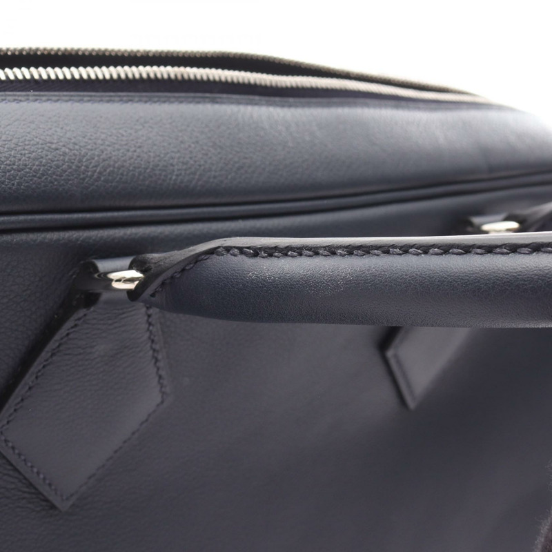 愛馬仕羽毛肩帶商務手提包公事包，Evercolor 皮革，藍色，二手-6