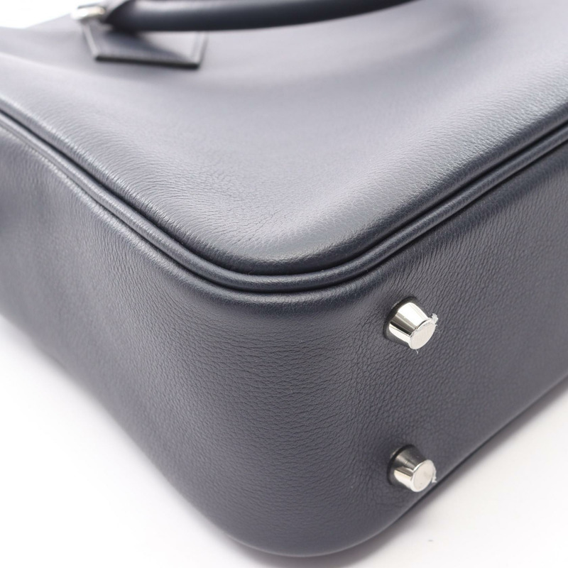 愛馬仕羽毛肩帶商務手提包公事包，Evercolor 皮革，藍色，二手-7