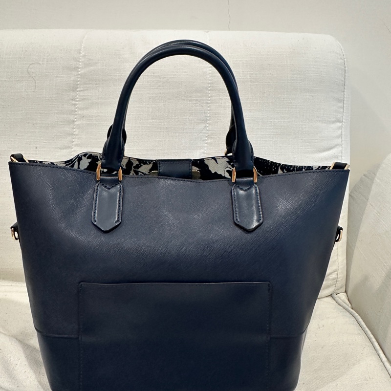 Michael Kors 兩用手提包、肩背包、商務包、斜背包,海軍藍皮革-10