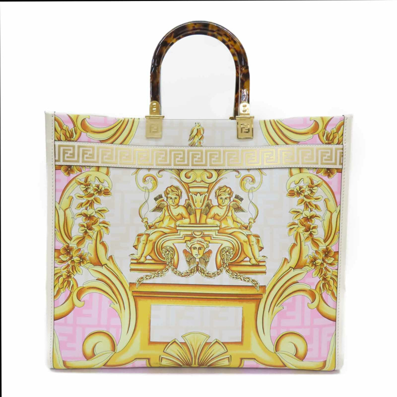 米白色 牛皮 Sunshine Medium VERSACE聯名 手提包 8BH386【FENDI 芬迪】 8BH386-1