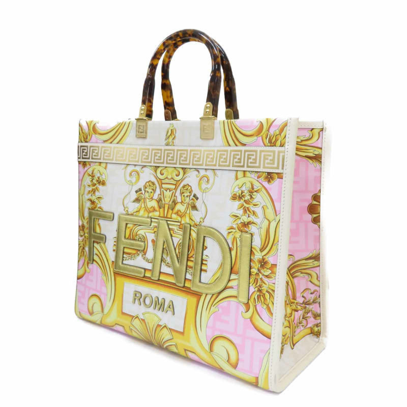 米白色 牛皮 Sunshine Medium VERSACE聯名 手提包 8BH386【FENDI 芬迪】 8BH386-2